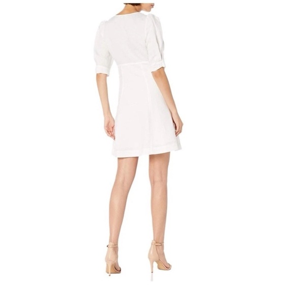 Parker Off White Linen Puff Sleeve Mini Dress Size 8 NWT Ivory - Picture 3 of 10